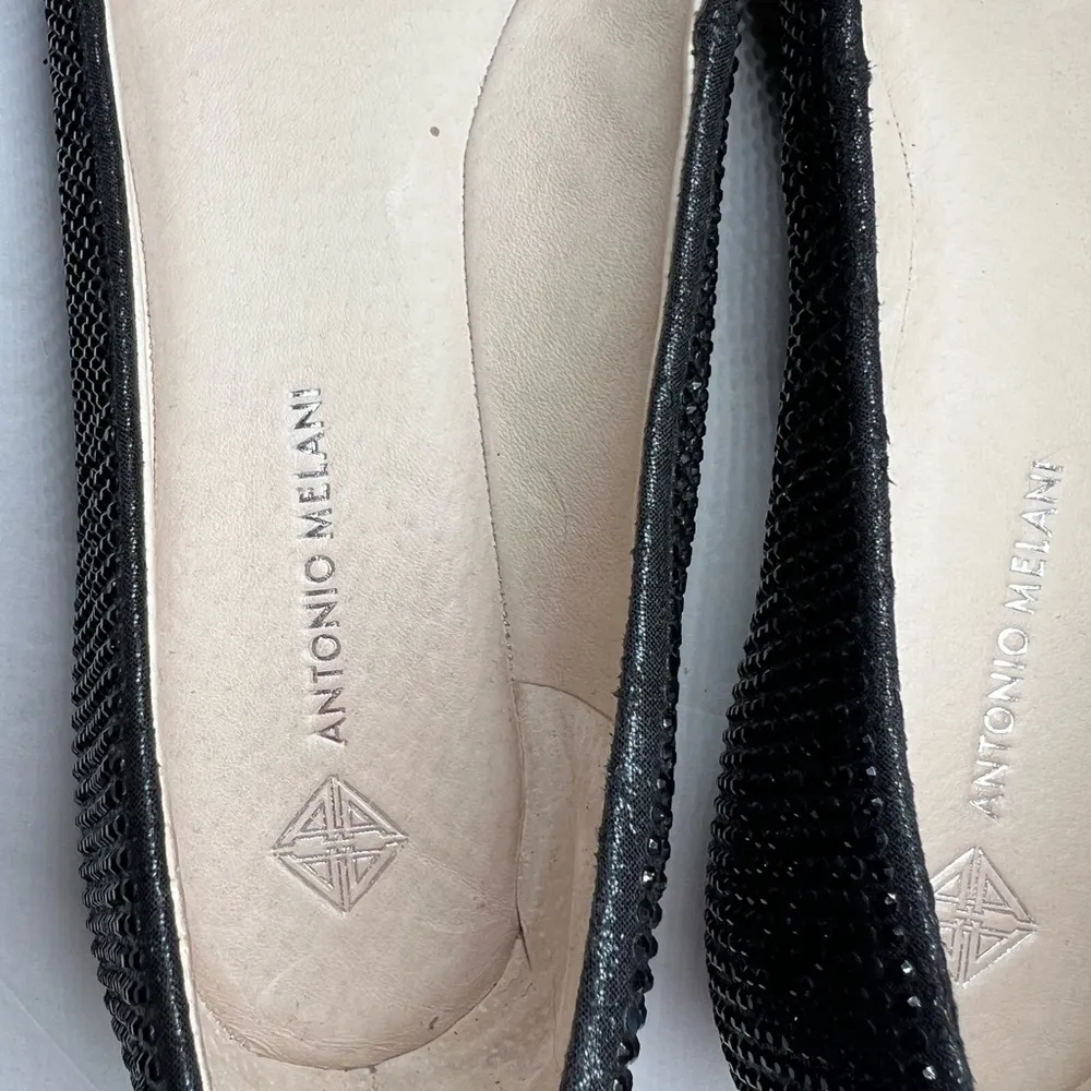 Antonio Melani black flats sparkly 7.5 neutral casual office work party beaded - Image 8