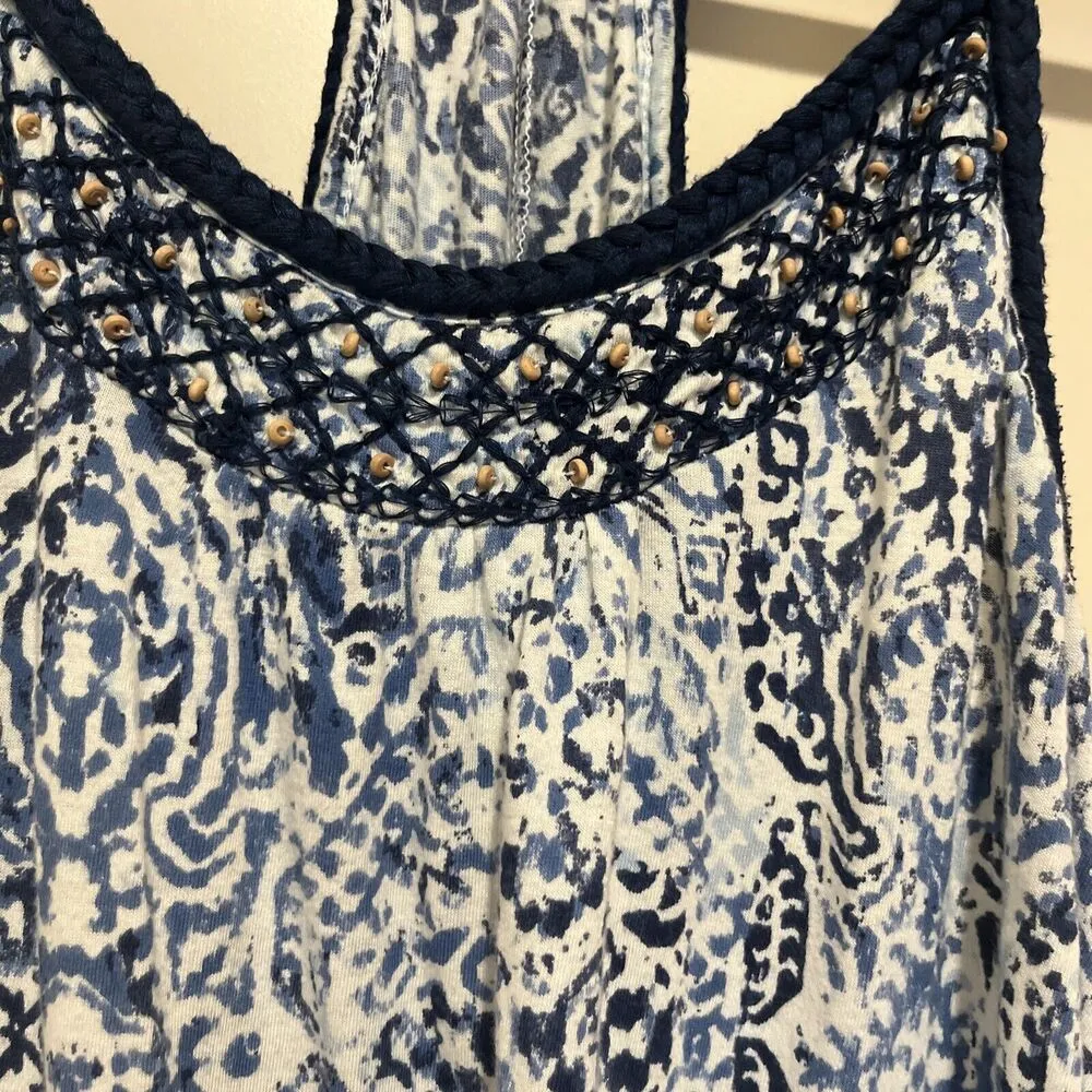 Lucky Brand Sleeveless Blue Sundress Boho Midi Mumu Dress Size XS - Image 5