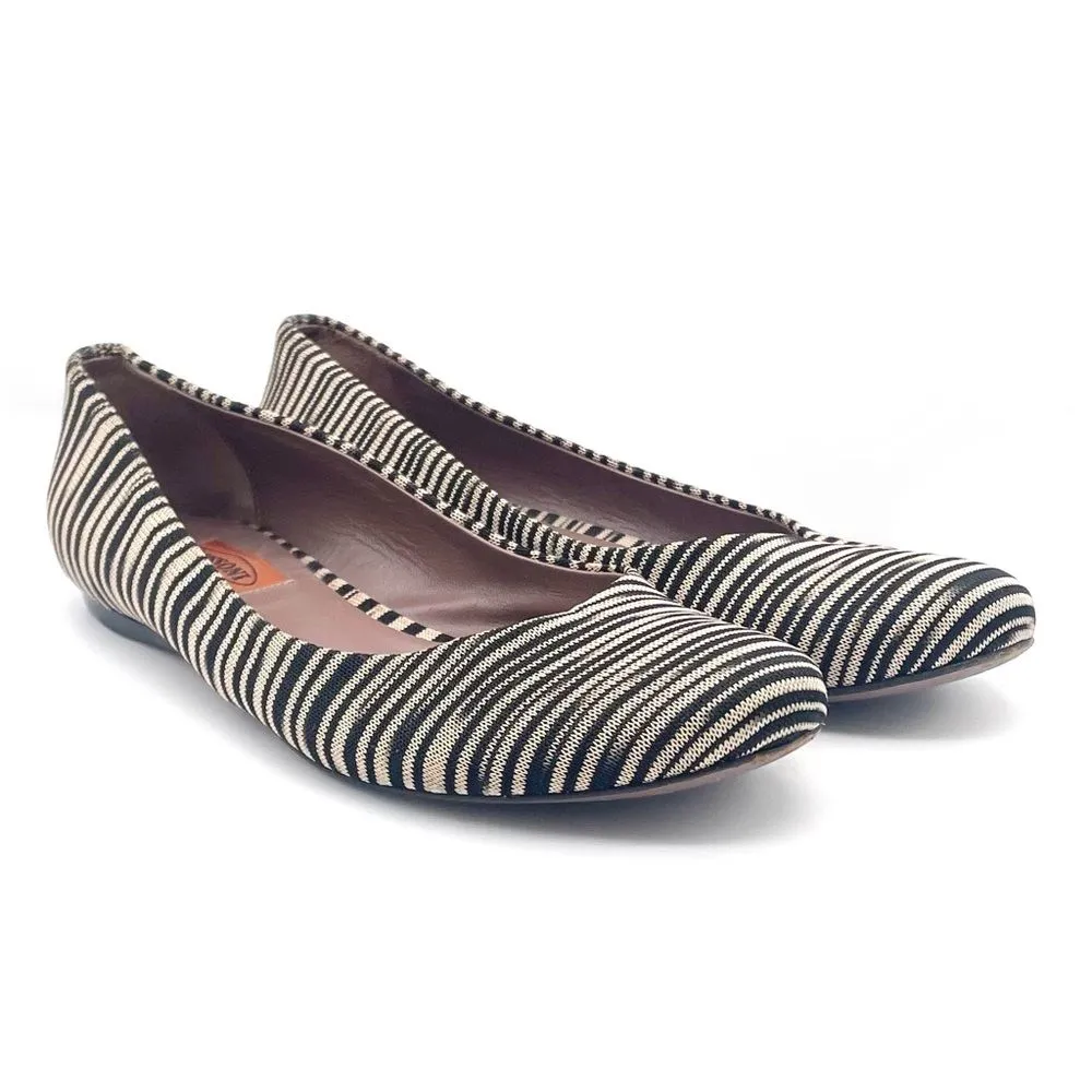 Missoni Ballet Flats Striped Fabric Black Tan Ballerina Flat Size 38.5 | US 8.5 - Image 7