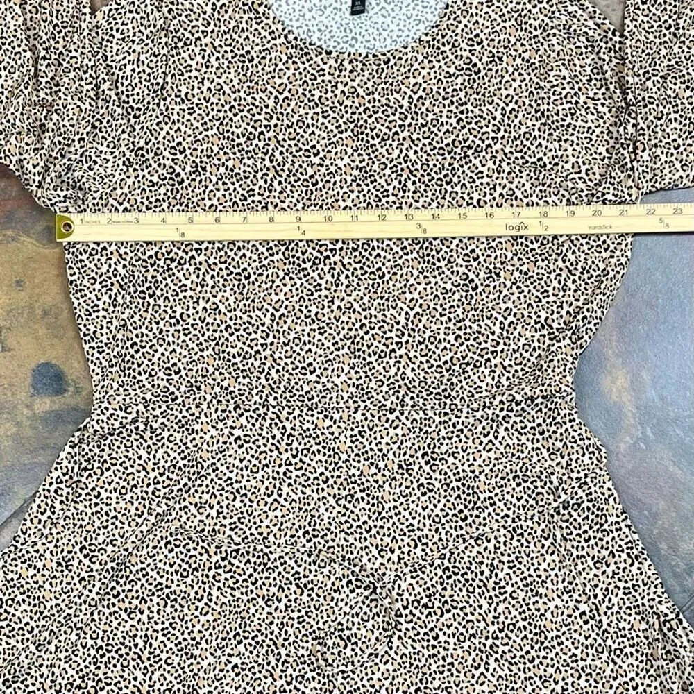 Banana Republic Animal Print Belted Fit and Flare Long Sleeve Dress XL - Image 7