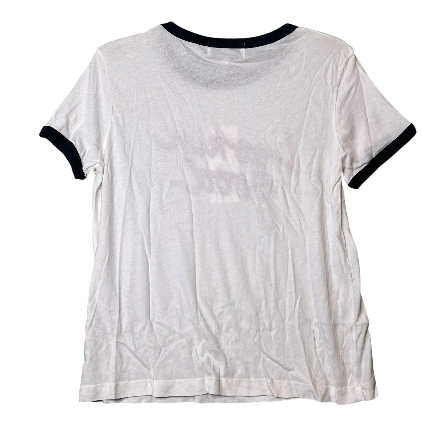 Wildfox Shirt Womens Small White Black Ringer Lookin' Good Graphic Made USA - Image 3