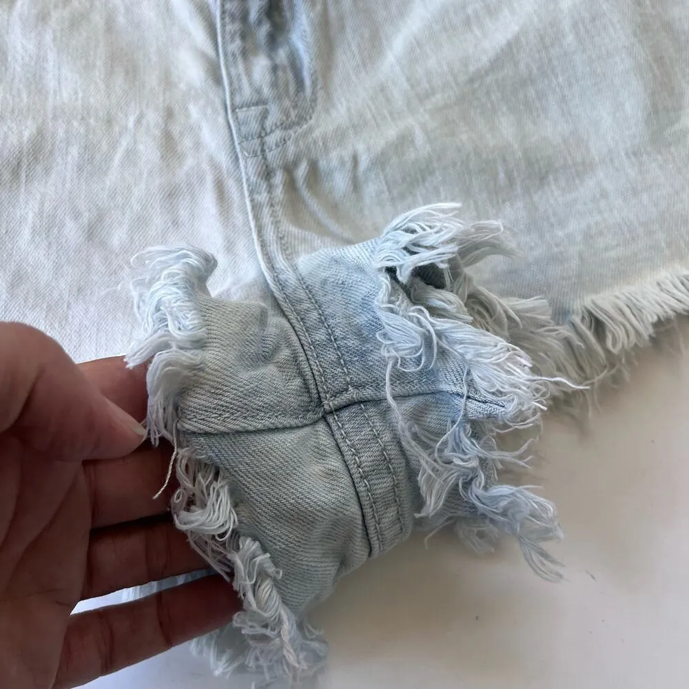PILCRO Cutoff Booty Denim Womens Shorts Sz 32 Lightwash Blue Distressed Festival - Image 3