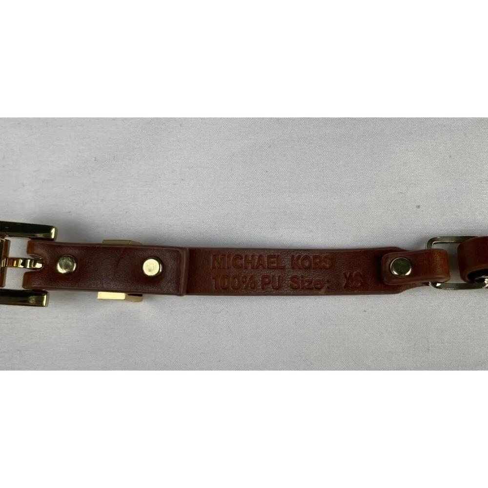 Michael Kors Women's Tan/Gold Chain Link/Leather Belt Size XS SKU 3772 - Image 6