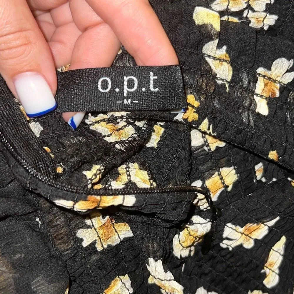✨O.P.T by Anthropology Sheer Floral Long Sleeve Blouse✨ Black Size M - Image 6