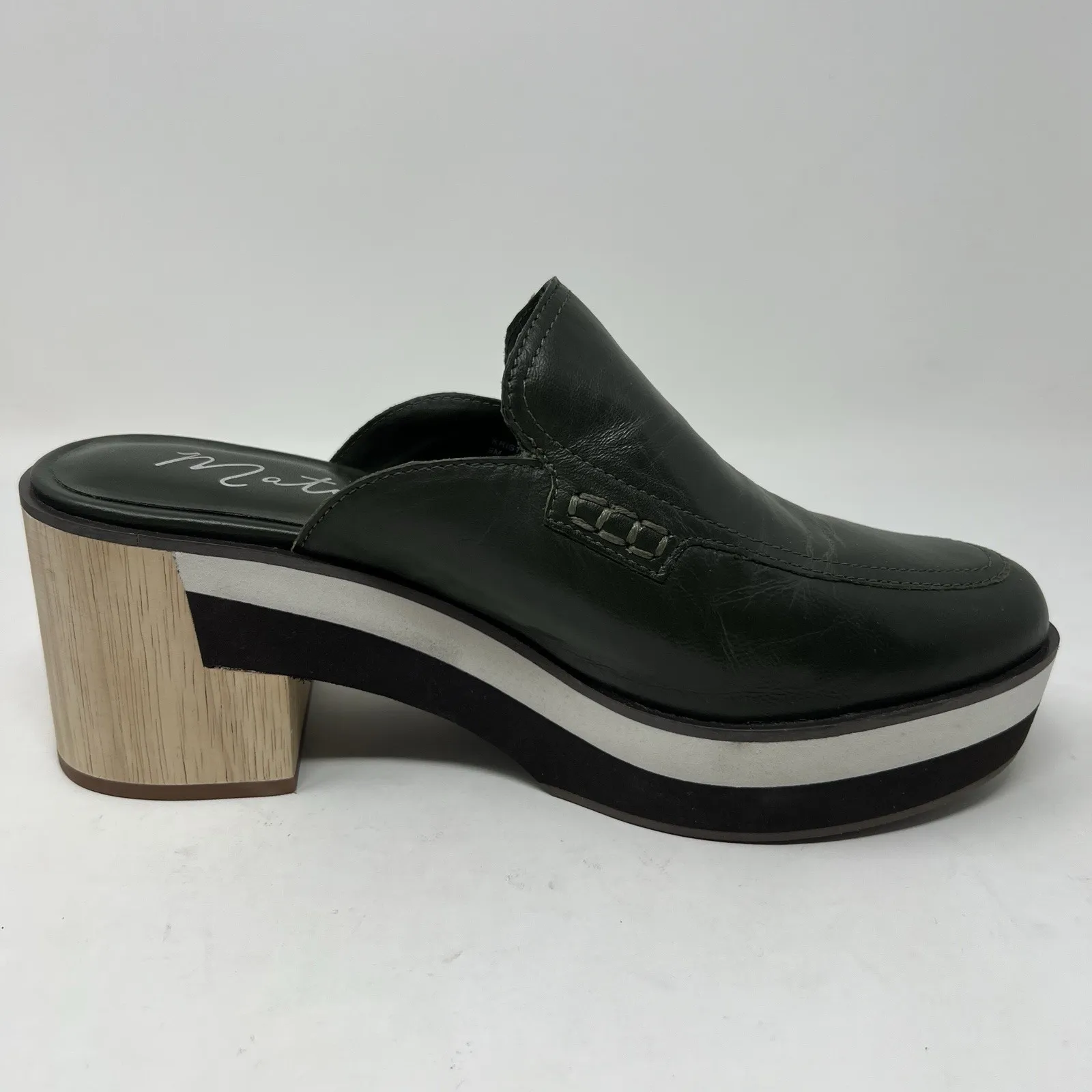 Matisse‎ Kristy Green Leather Platform Mules Block Heels Slip On Women's Size 9M - Image 8