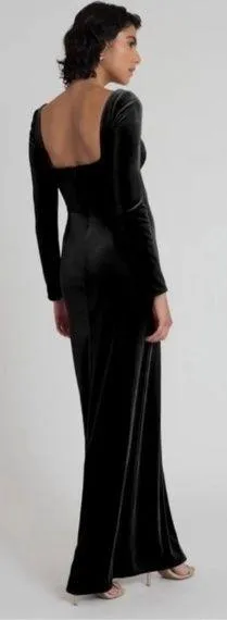 NWT BDHN Jenny Yoo Womens Dress Black Velvet Rachel Square Neck Size 8 - Image 2
