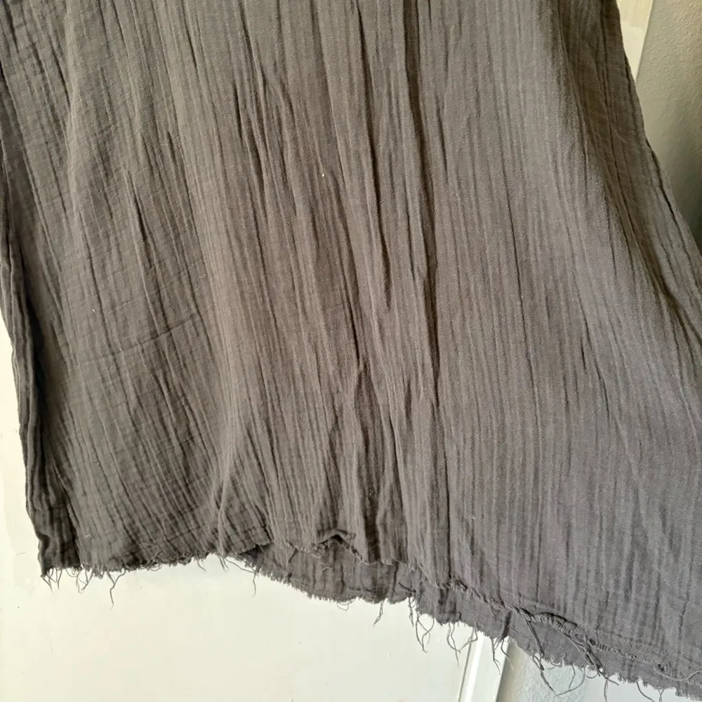 Stark X Gauze Gray Dress Raw Hem Edge Cotton XS V Neck Resort Beach Lightweight - Image 6