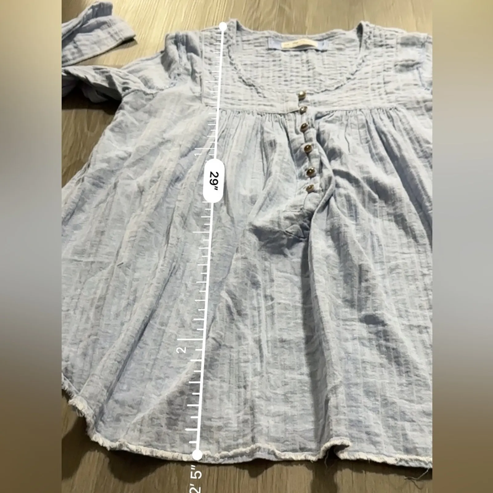 We‎ the Free People Sand Dune Long Sleeve Henley Top in Blue Size M NEW - Image 9