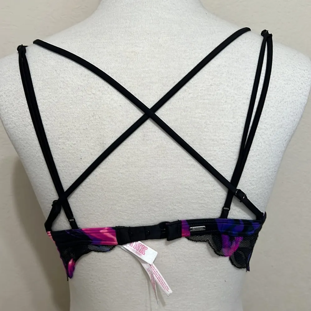 Pink push up Bra Medium multi color with lace - Image 4