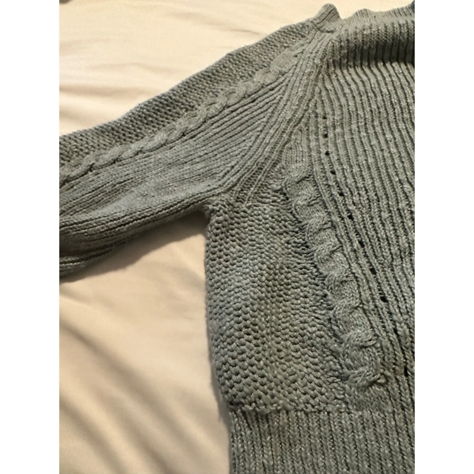 American Eagle light blue cable‎ knit sweater S - Image 4