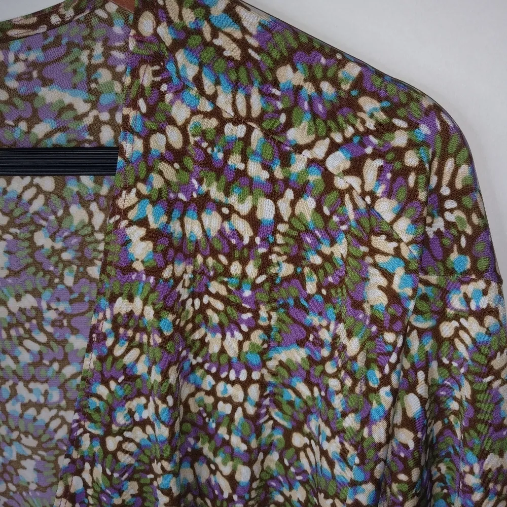 Jessica London Studio 20W Cross Over Wrap Mini Dress in Purple Turquoise Plus - Image 6