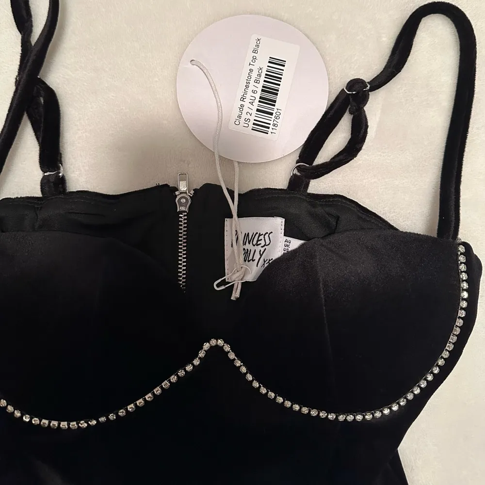 Princes Polly black crop top CLAUDE RHINESTONE TOP BLACK - Image 5