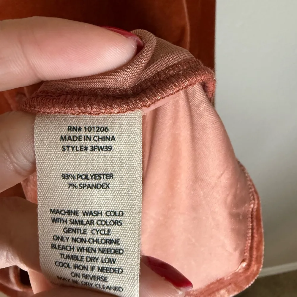 Soft Surroundings Velvet Button-Up Shirt in Rust - Image 3