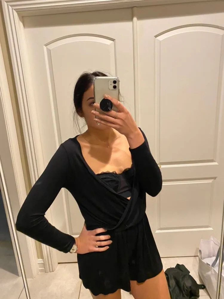 Black Deep V Romper Size 6 - Image 9