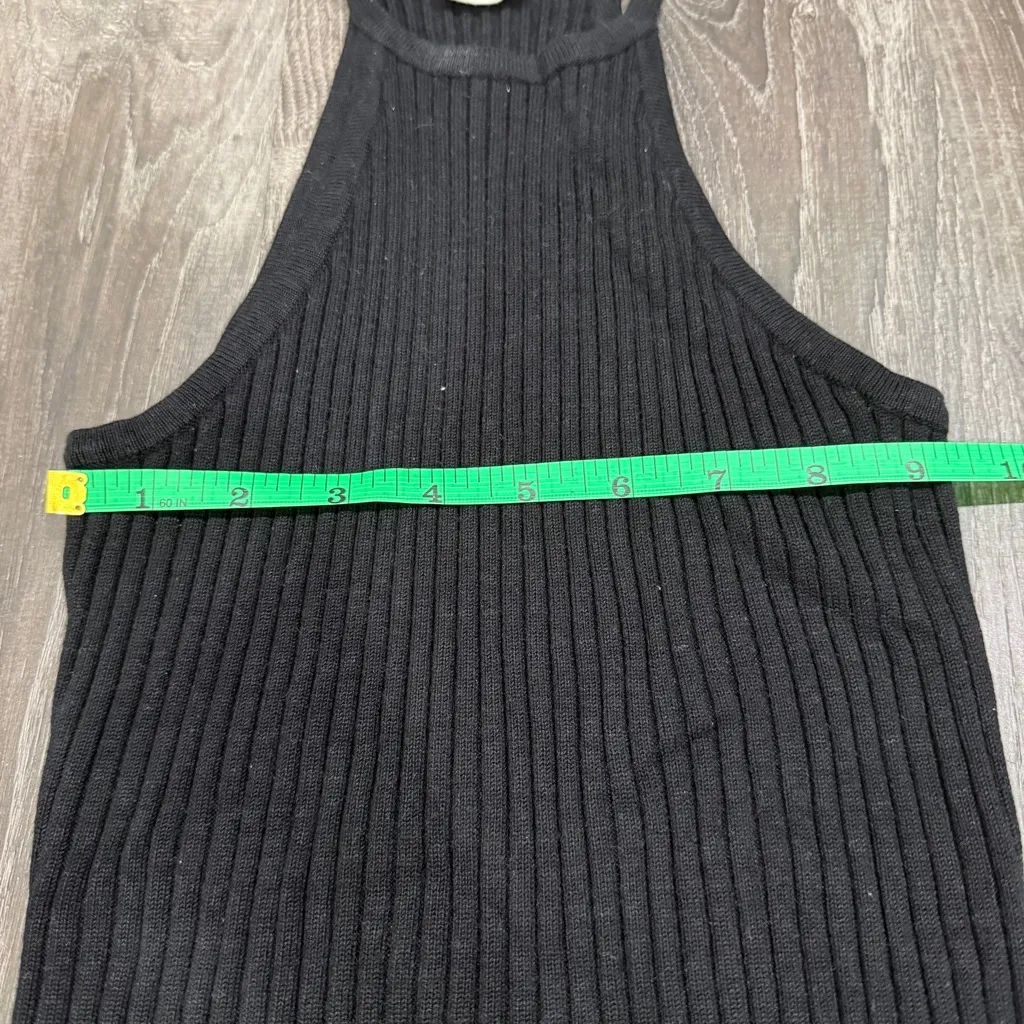 essentials by Full Tilt Black Ribbed High Neck Cropped Tank Top Size M - Image 4