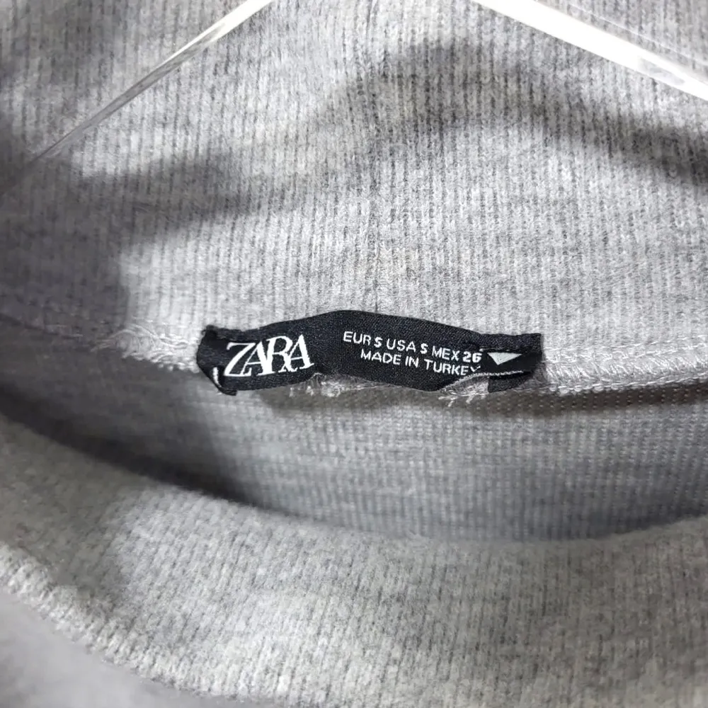 Zara Cotton Blend Reverse Seam Short Sleeve Ribbed Sweater Mini Dress in Grey - Image 8