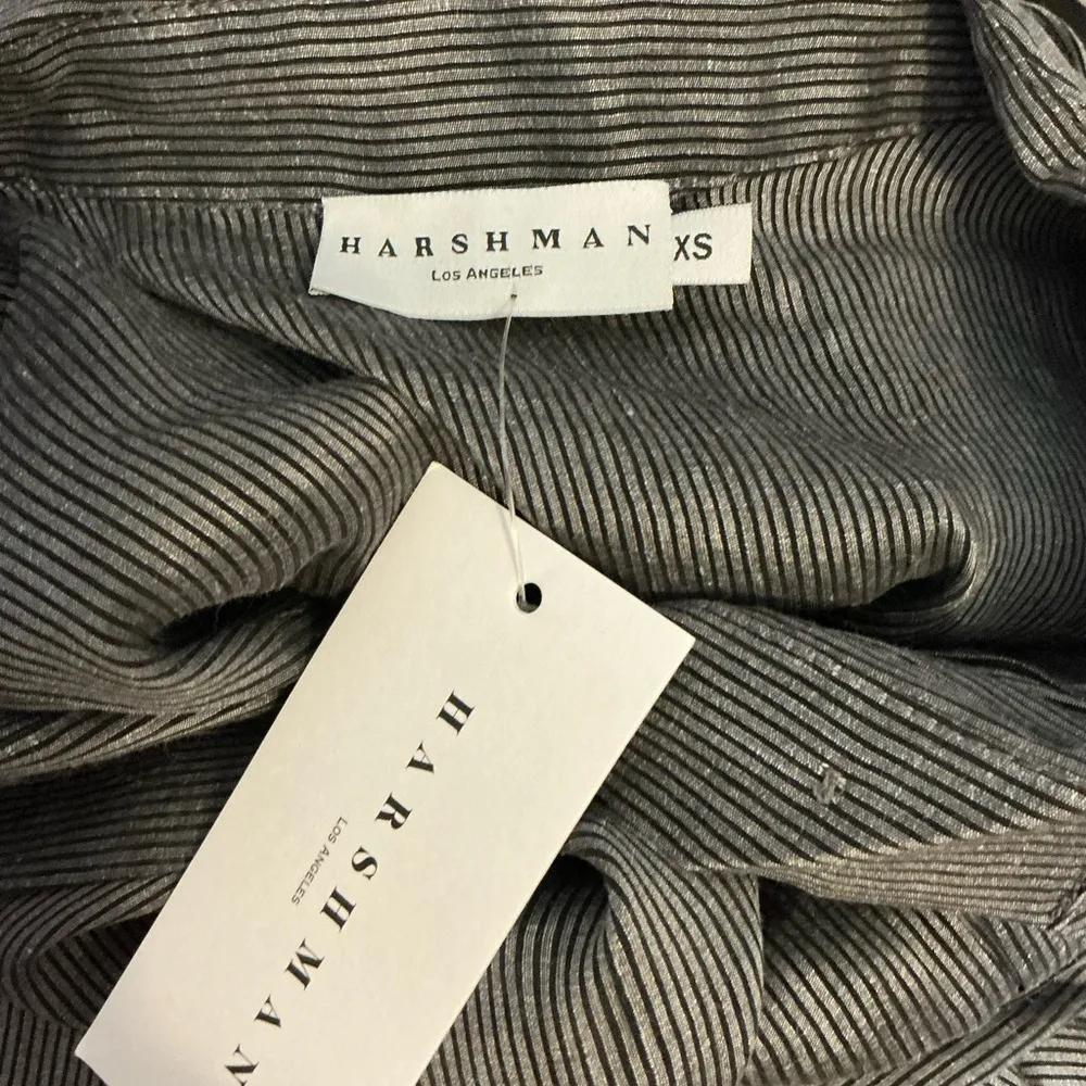 Gray Pleated Long Sleeve Button Down Shirt Size XS - Image 7