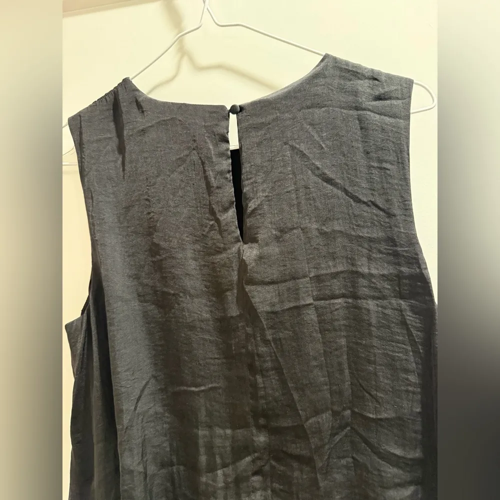 Sam Edelman Black Satin Sleeveless Tiered Ruffled Shift Minidress Size 2 - Image 6