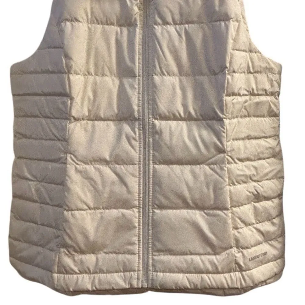 Lands' End Women's Ivory Down Puffer Vest Winter Casual M - Image 7