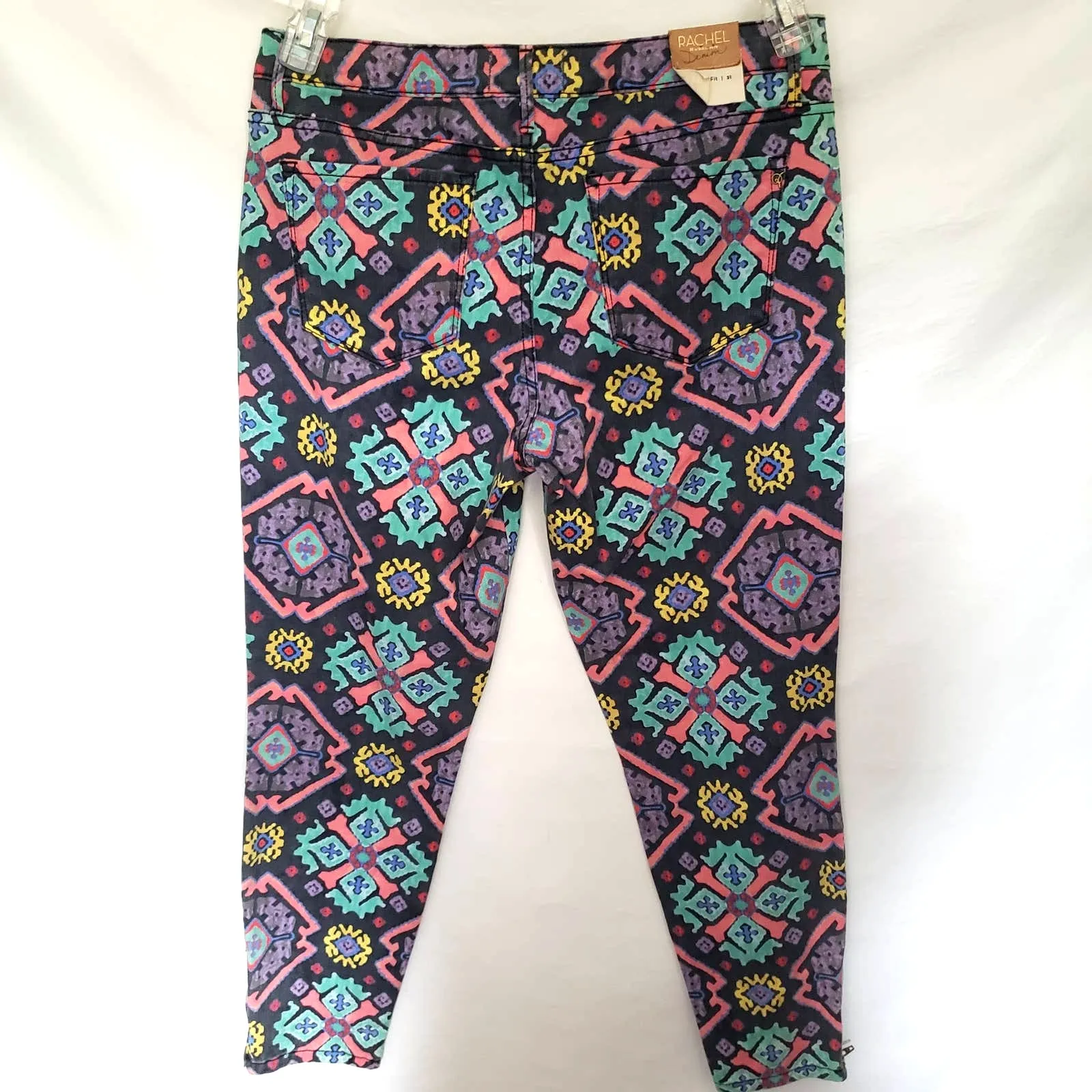 Rachel Roy Rachel Fit Womens Jeans 31 Y2K Indie Skinny Festival Ankle Zip Tribal - Image 6