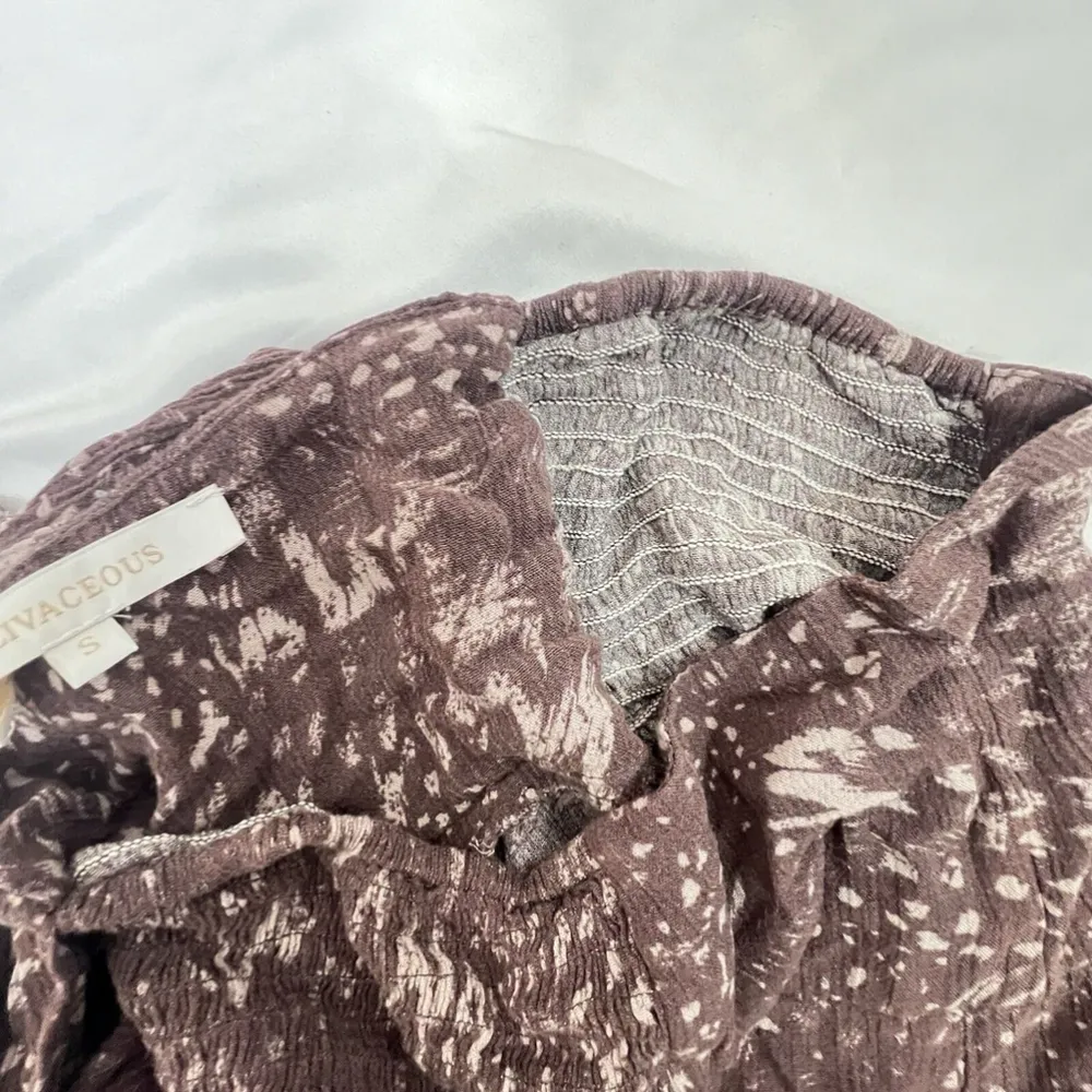 Olivaceous Womens Pants Small Wide Leg Rayon Elastic Waist Pull On Brown Boho - Image 10