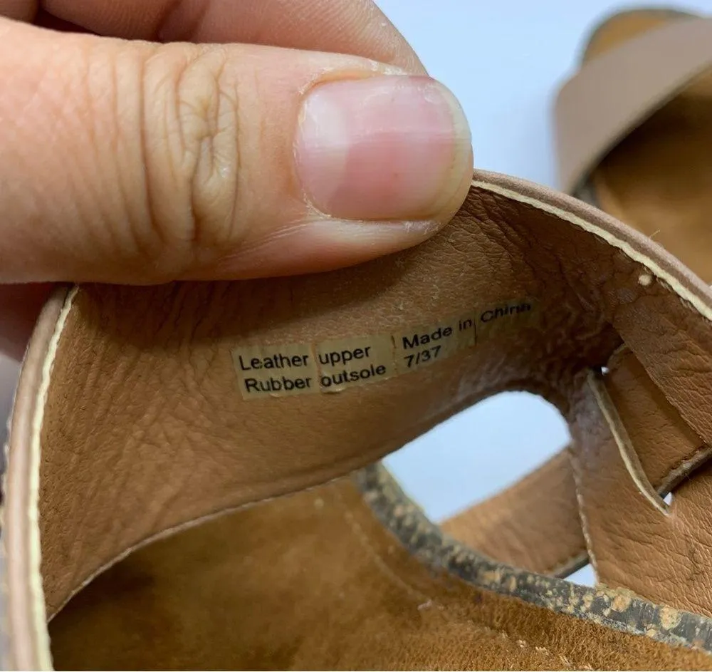 Mark Jenkins Wedge Sandal Women's Size 7 UK 37 Snake Skin Tan Leather Heels F6 - Image 7