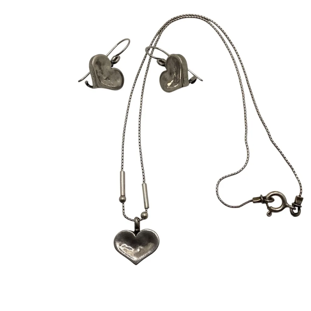 Silpada Hammered silver heart necklace with matching earrings. - Image 6