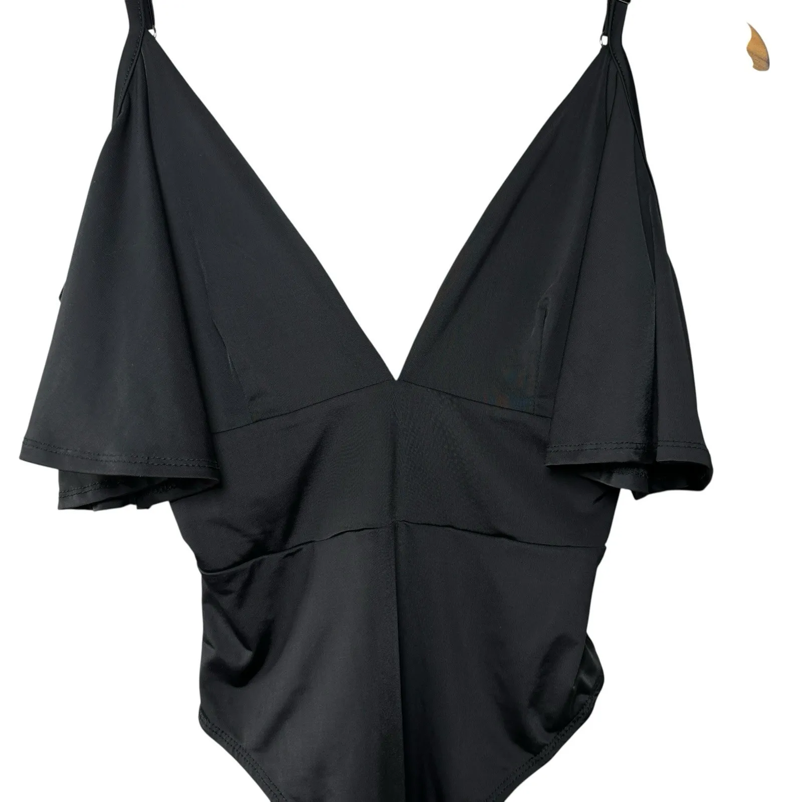 Lulus Slay It With Me Black Off Shoulder Bodysuit XS Flutter Sleeve Sexy Chic - Image 8