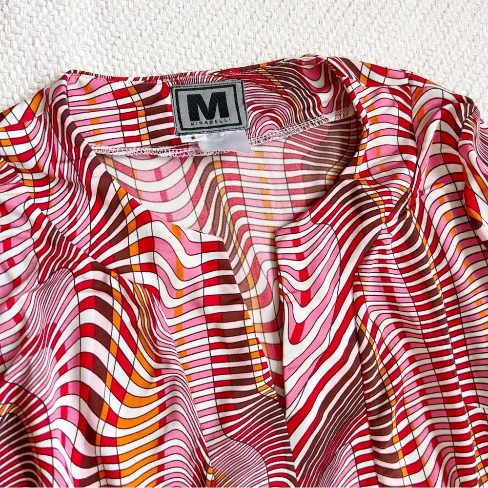 90s Vintage Retro Psychedelic Abstract Print Red Mini Dress - Image 8