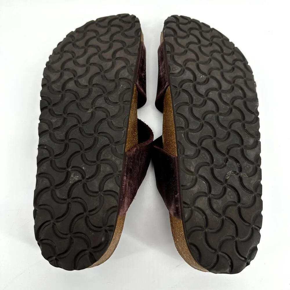 Birkenstock Florida Soft Footbed Sandals Three Straps Slip On Leather Brown 9 - Image 8