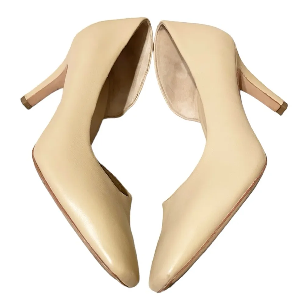 Tiana Point-Toe Leather Pumps Heels Nude Cappuccino Tan - Image 3