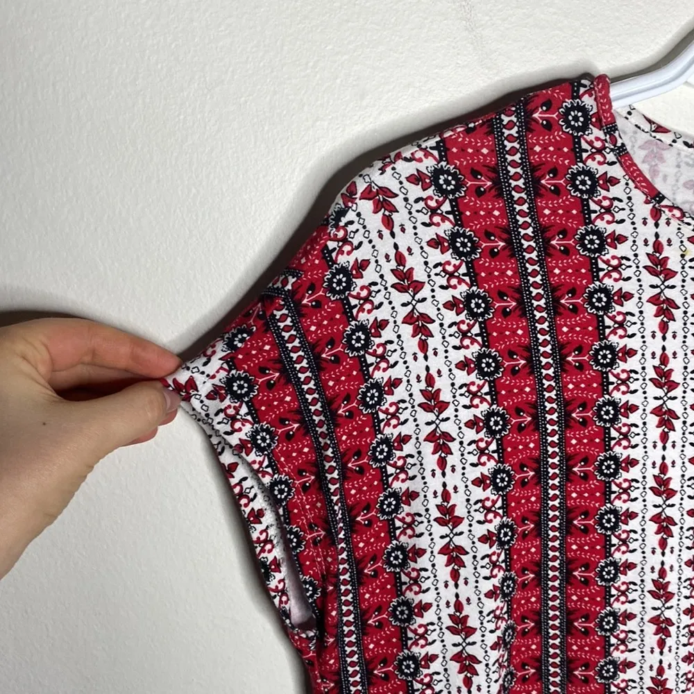 J Jill wearever collection ethnic floral print top size XS Red - Image 5