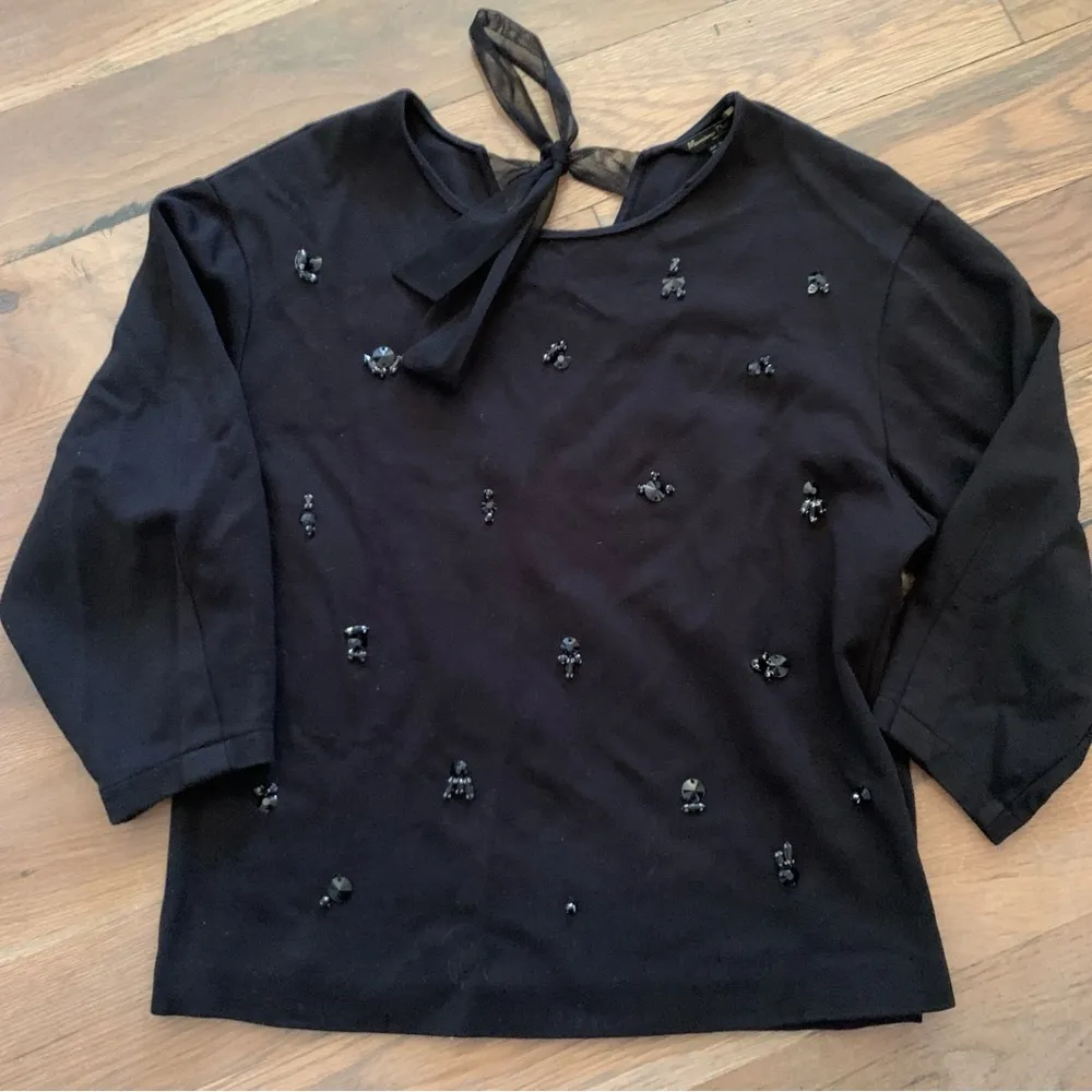 Massimo Dutti Black Beaded Top Size Small - Image 8