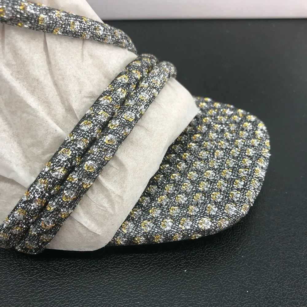 Rebecca Minkoff Nanine Silver Gold Strappy Ankle Strap Heeled Sandals - Image 5