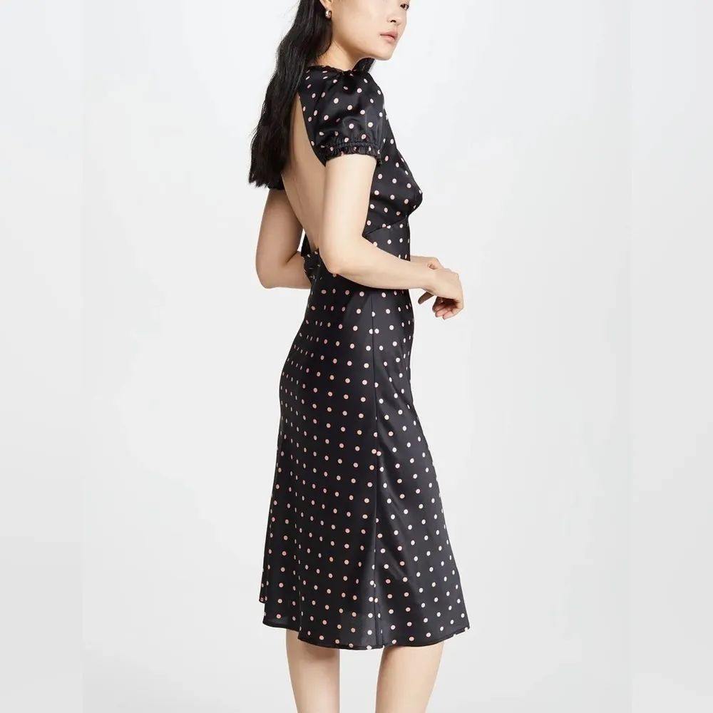 Isalis Satin Polka Dot Open Back Midi Dress - Image 2