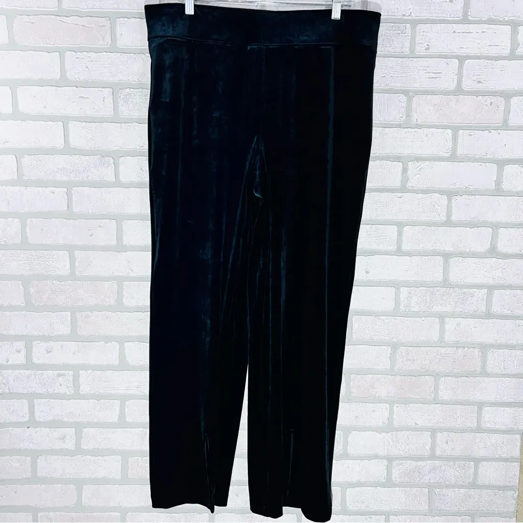 SPANX Velvet Front Slit Hem Wide Leg Pants in Black Size 1X Style 20396Q - Image 5