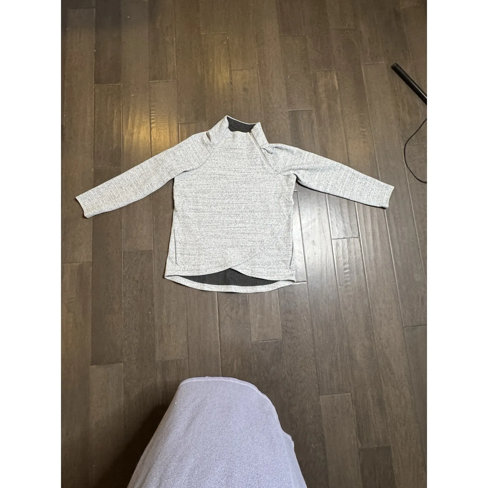 IBKUL Solid Popcorn Stitch Asymmetrical Zip Pullover Size Large Oxford Gray - Image 6