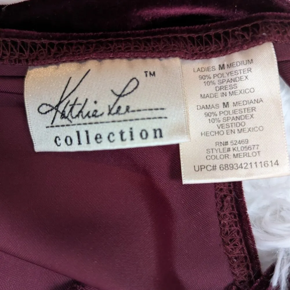 Y2K Vintage Velvet Sleeveless Midi Dress Kathie Lee Maroon Size M Red Size M - Image 3