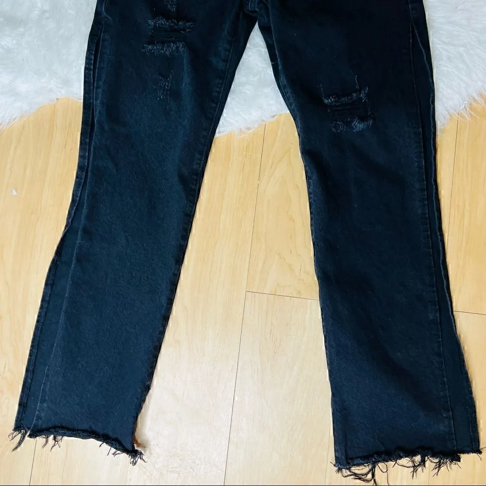 Anika black distressed casual modern streetwear style cutout sides jeans L Size L - Image 3