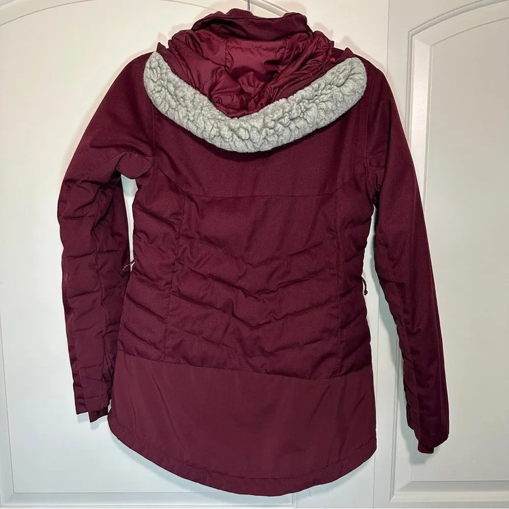 Columbia Womens Emerald Lake Parka Coat Fur Hooded Rich Wine Heather Size: Small - Image 5