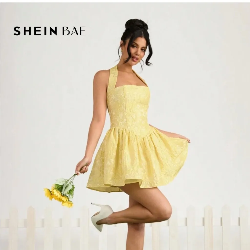 SHEIN Yellow Halter Dress - Image 4