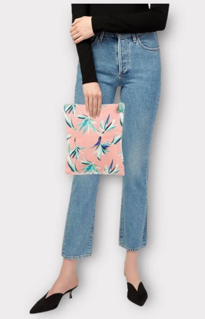 Rachel Pally Reversible Leather Clutch Tropical Paradise Mint Coral - Image 8