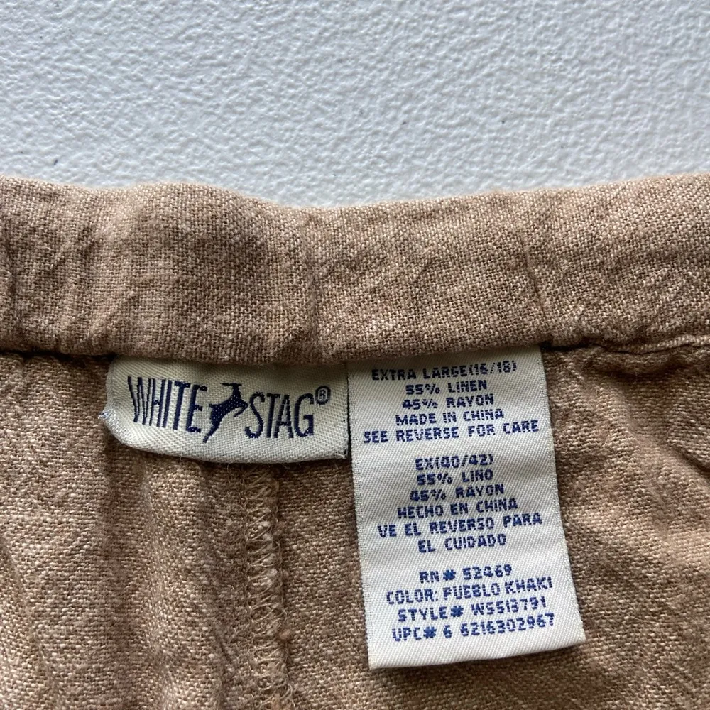 EUC White Stag women’s linen embroidered hem elastic drawstring waist crop pants - Image 5