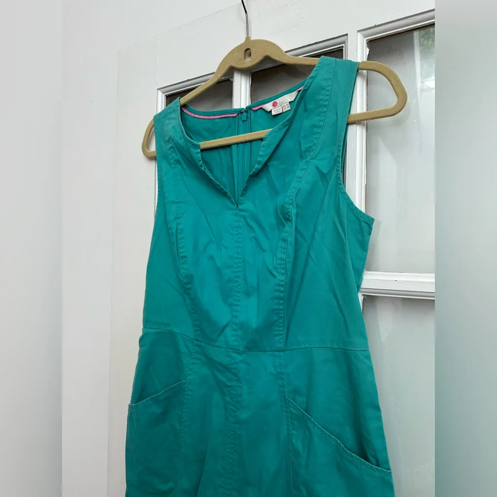 Boden Helena Chino Denim Teal Aqua Midi Dress Women’s Size 4 US Small S Green - Image 3