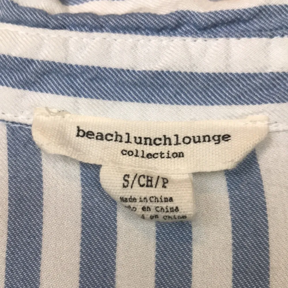 BeachLunchLounge Women’s Striped Split Neck Button-Up Tie 7/8 Sleeve Shirt - Image 9