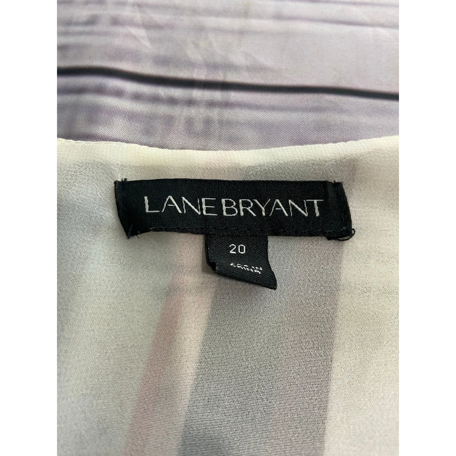 Lane Bryant Blouse Womens 20 Striped Cinched Waist Long Balloon Sleeves Lined - Image 2