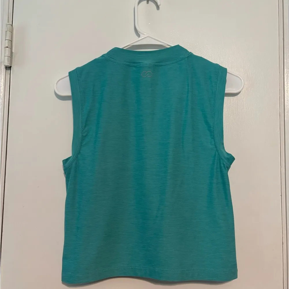 CALIA Women's Lustra lux Relaxed Fit Mock Neck Short Tank Small Blue - Image 3