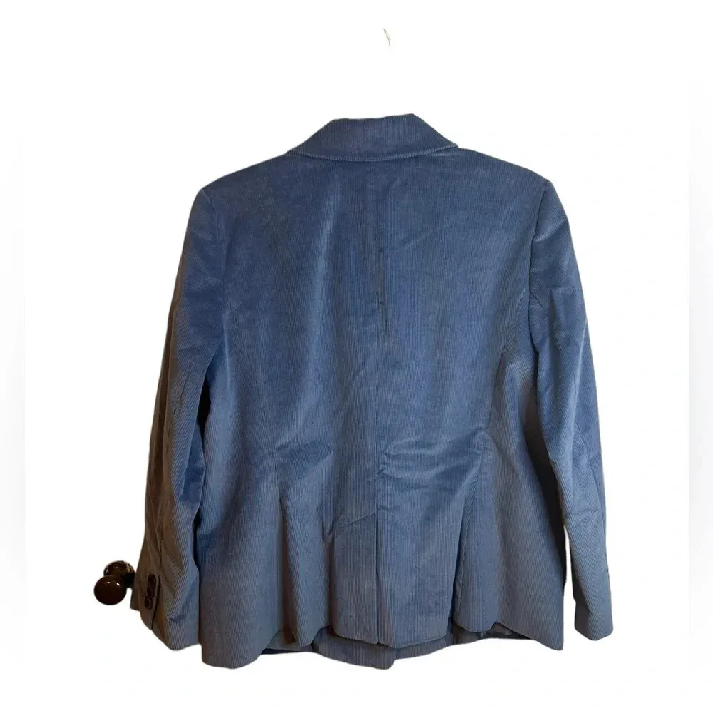 TALBOTS BLUE CORDUROY DOUBLE BREASTED BLAZER - Image 4