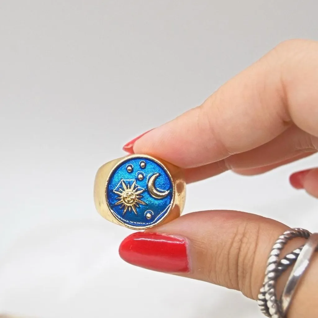 Blue and Gold Celestial Ring - Image 3