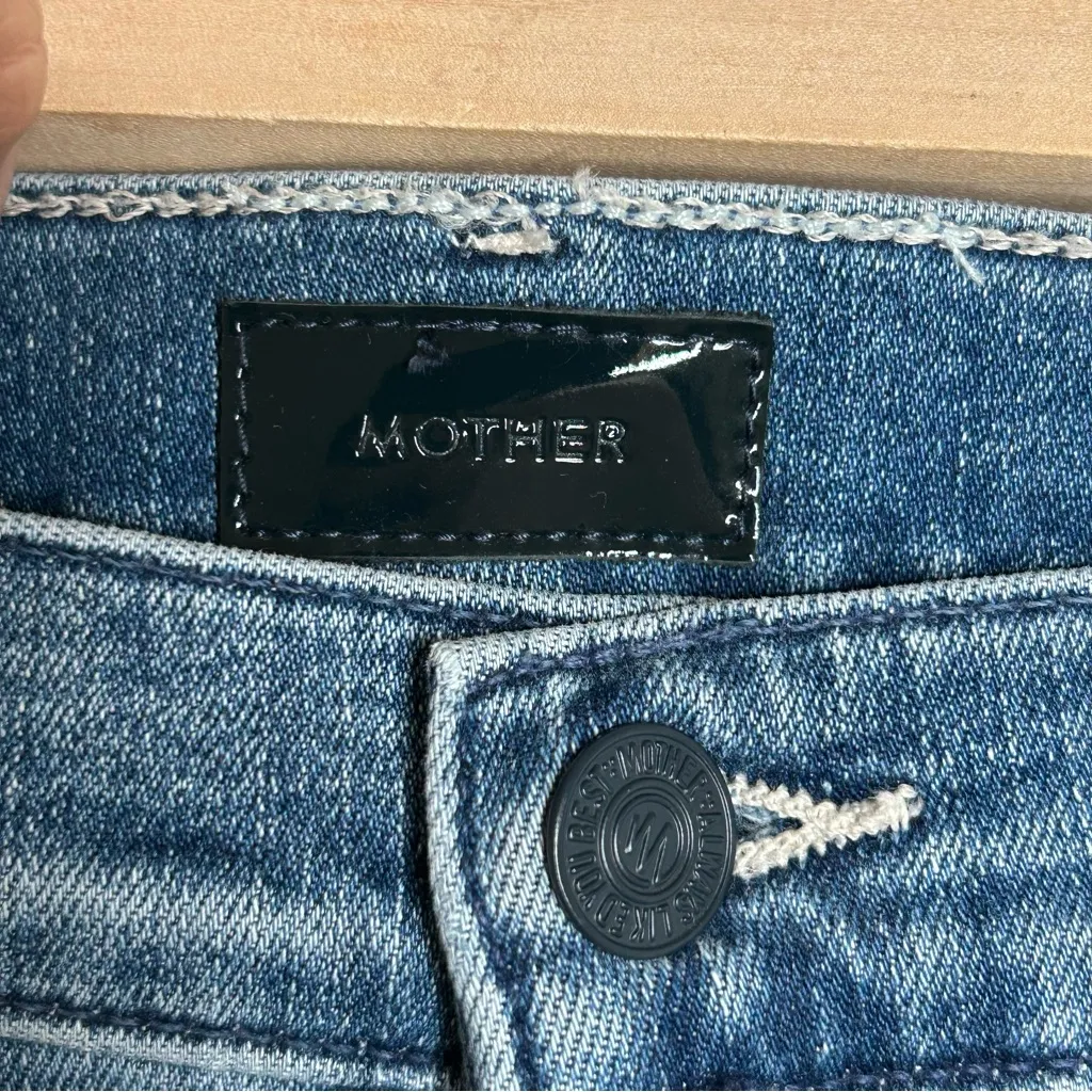 Mother Mid Rise Dazzler Ankle Fray jeans We The Animals 26 Blue - Image 12